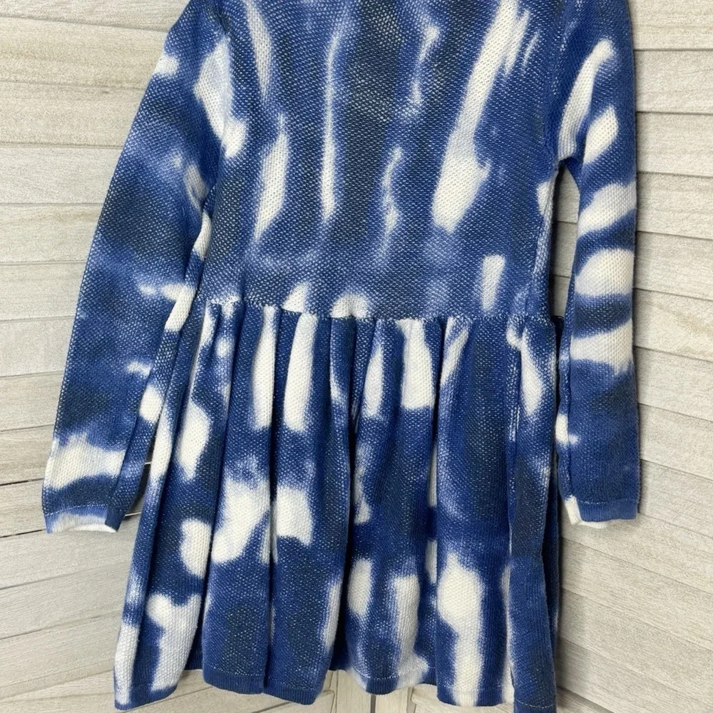 OshKosh B’gosh Girls Blue White Tie Dye Tassel Dress Size 4T Long Sleeve Boho